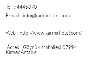 Karmir Resort Spa iletiim bilgileri